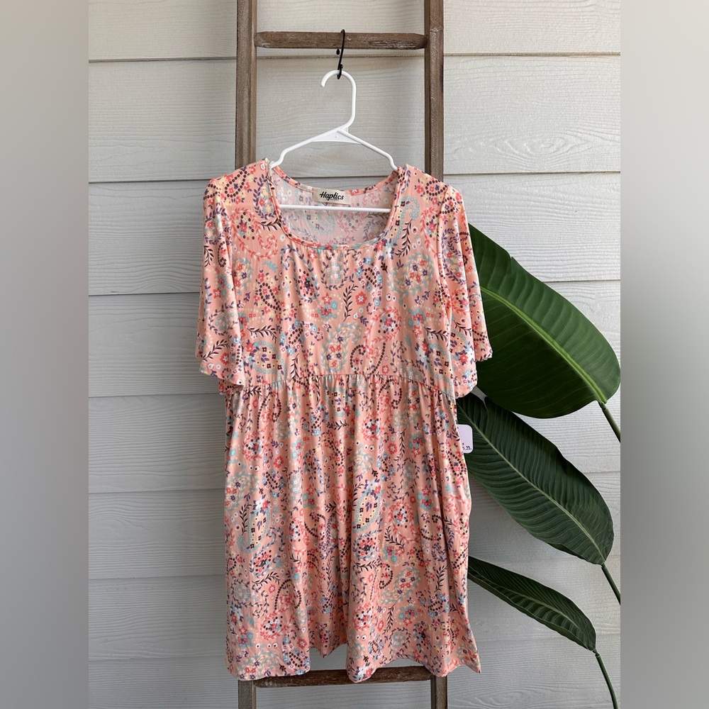 Floral Paisley Women's Dress in Light Peach